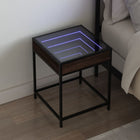 Nightstand with Infinity LED 40x40x51 cm brown oak-effect