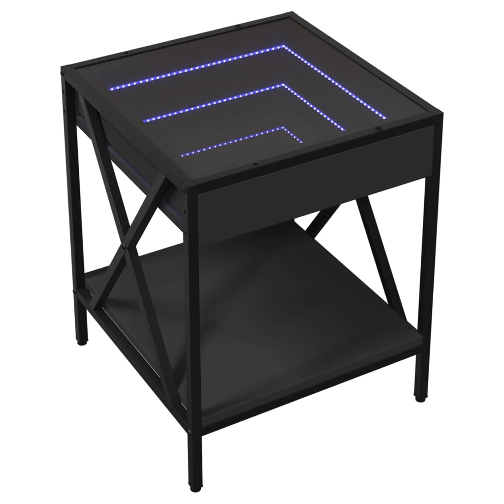 Nachtkastje met Infinity LED 40x40x49 cm zwart