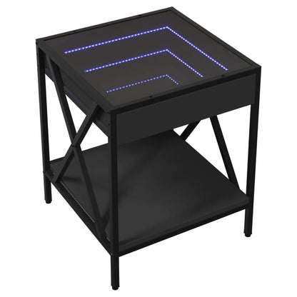 Nachtkastje met Infinity LED 40x40x49 cm zwart