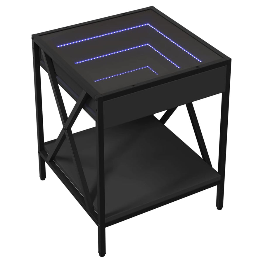 Nachtkastje met Infinity LED 40x40x49 cm zwart