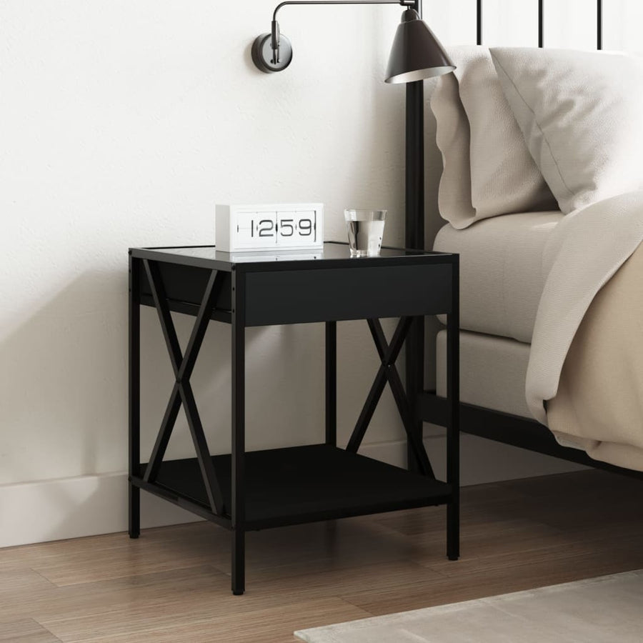 Nachtkastje met Infinity LED 40x40x49 cm zwart