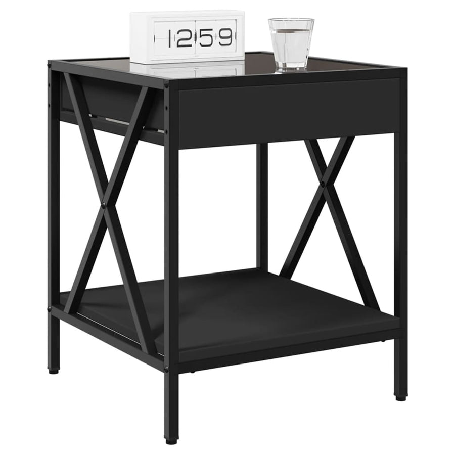 Nachtkastje met Infinity LED 40x40x49 cm zwart