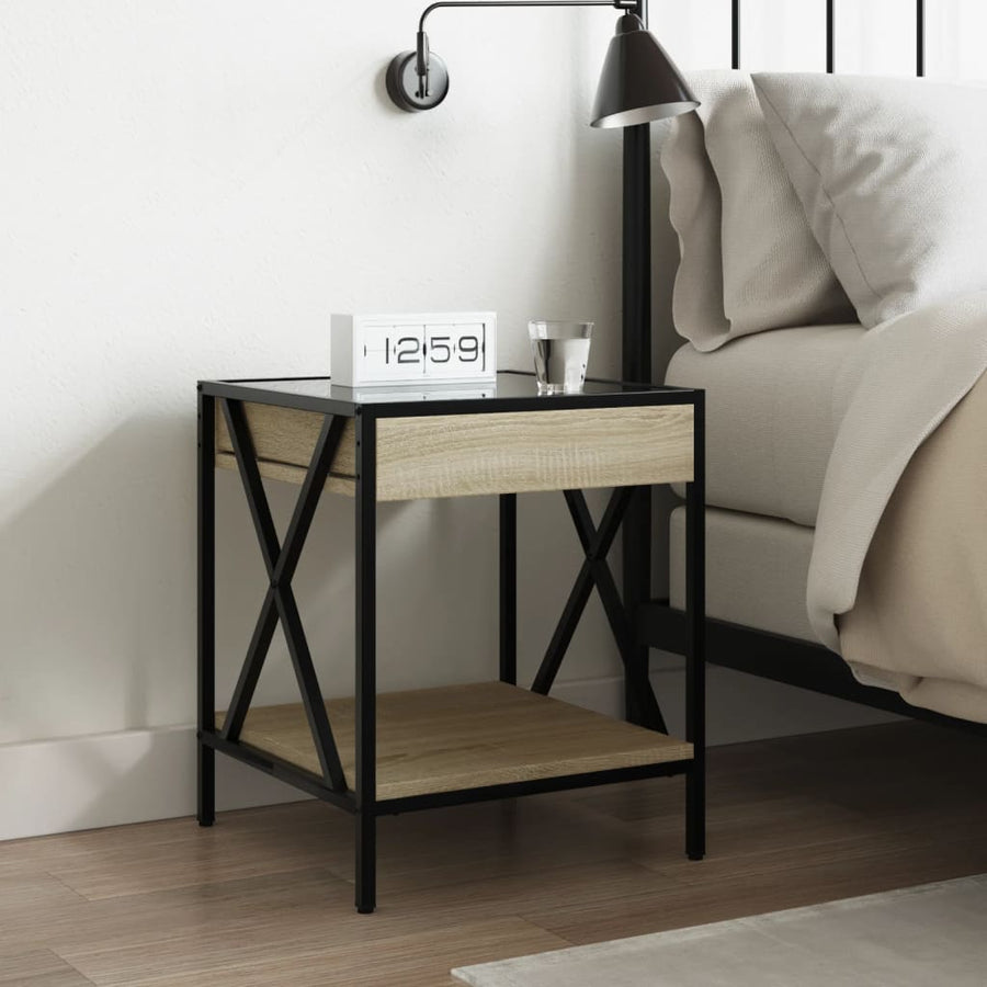 Nachtkastje met Infinity LED 40x40x49 cm sonoma eikenkleurig