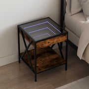 Nachtkastje 40x40x49 cm gerookt eiken met LED