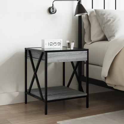 Nachtkastje met Infinity LED 40x40x49 cm grijs sonoma eiken