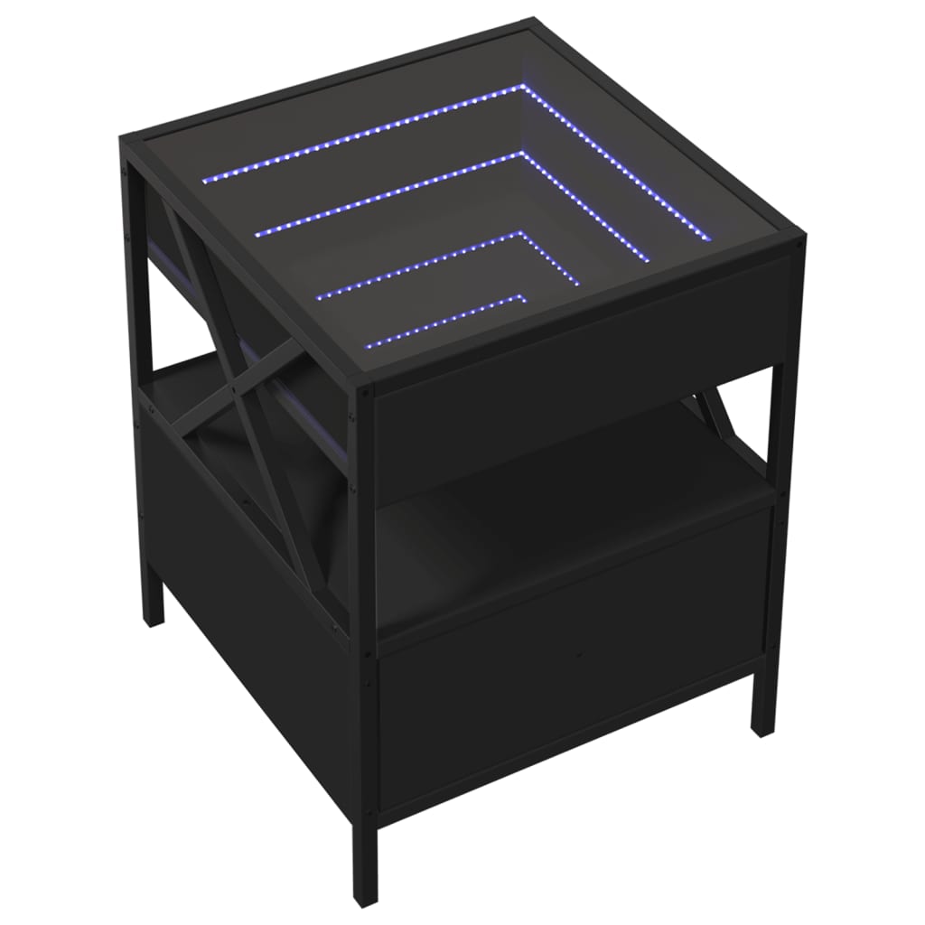 Nachtkastje met Infinity LED 40x40x51 cm zwart
