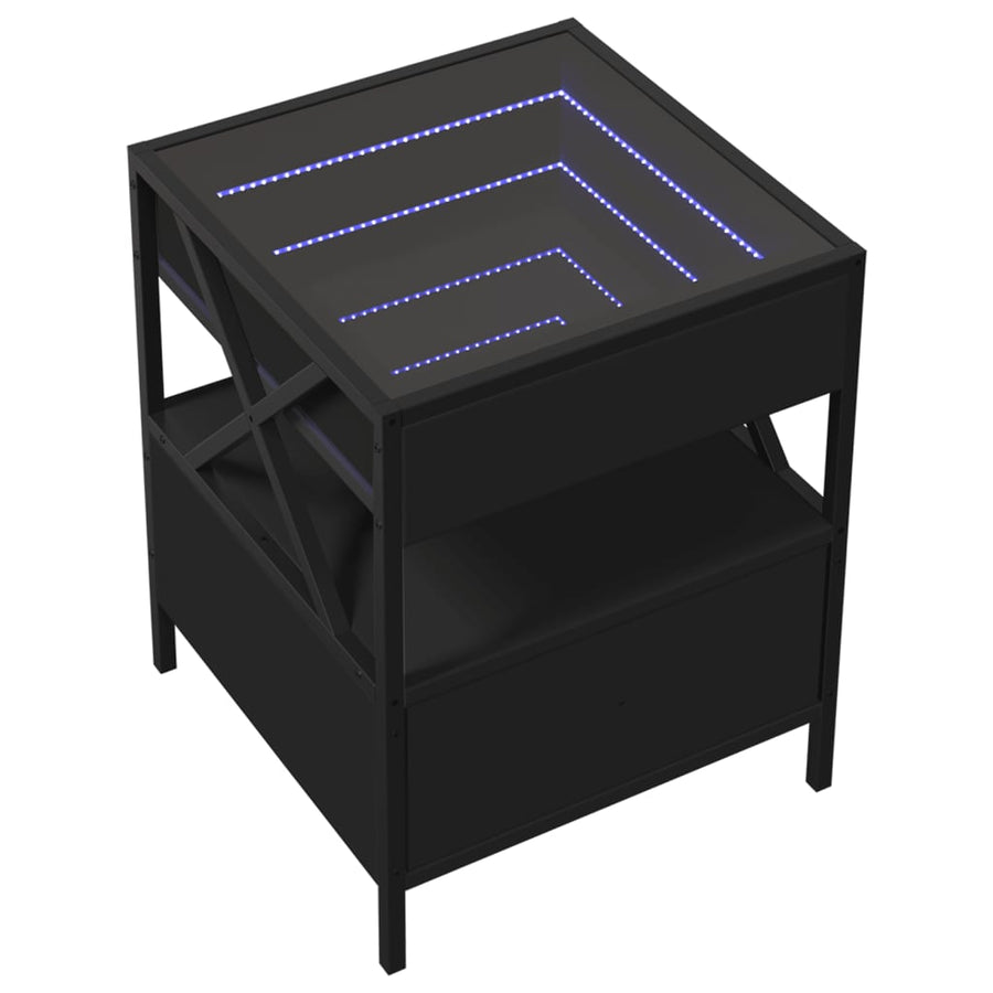 Nachtkastje met Infinity LED 40x40x51 cm zwart