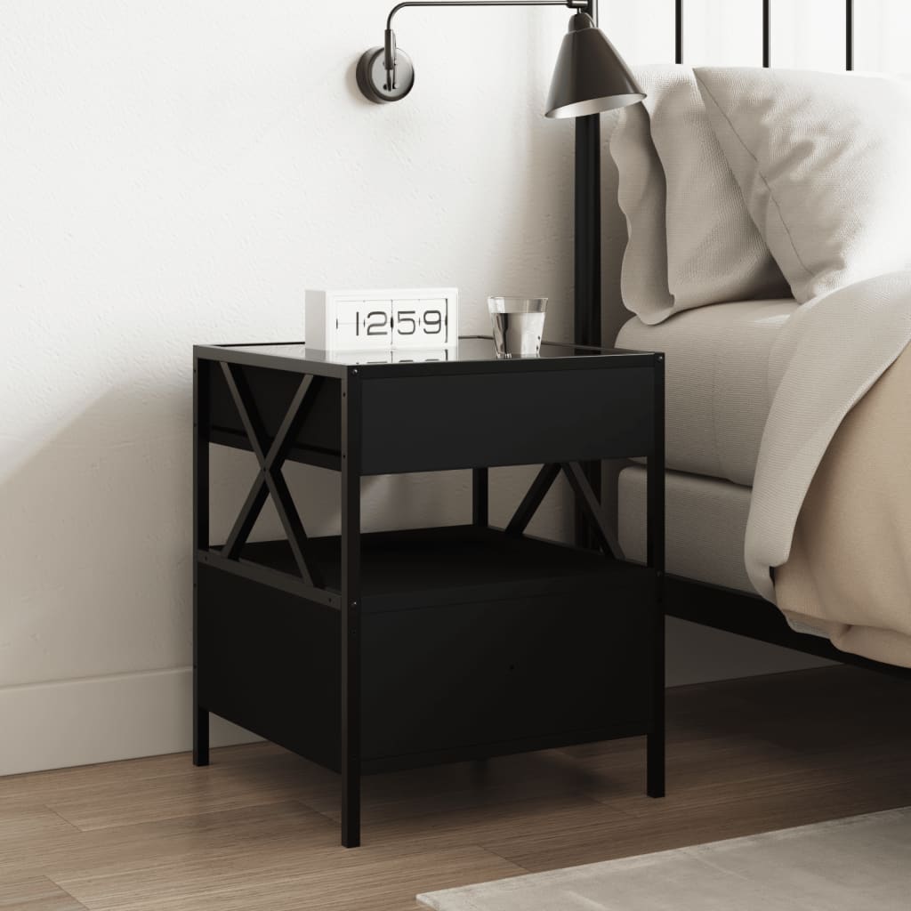 Nachtkastje met Infinity LED 40x40x51 cm zwart