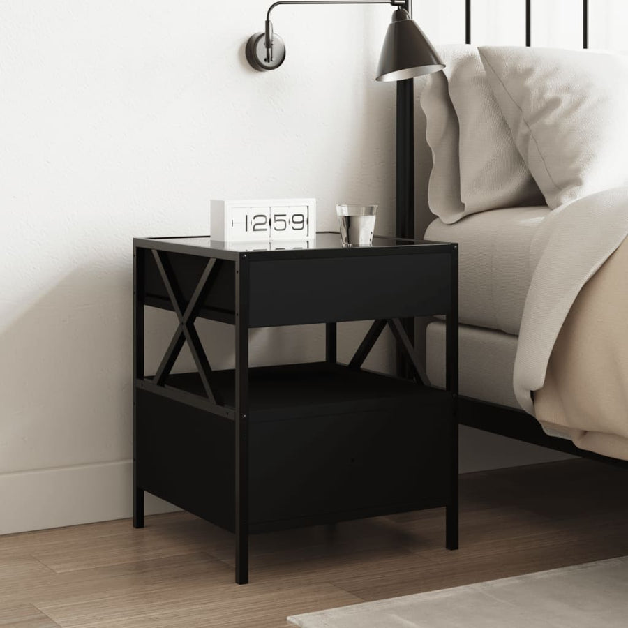 Nachtkastje met Infinity LED 40x40x51 cm zwart