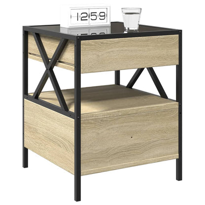 Nachtkastje met Infinity LED 40x40x51 cm sonoma eikenkleurig