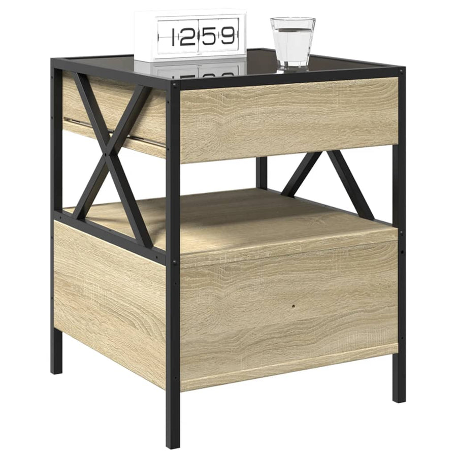 Nachtkastje met Infinity LED 40x40x51 cm sonoma eikenkleurig