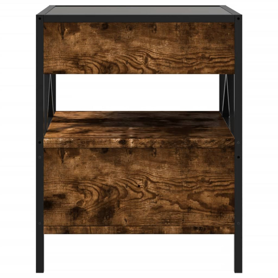 Nachtkastje met Infinity LED 40x40x51 cm gerookt eikenkleurig