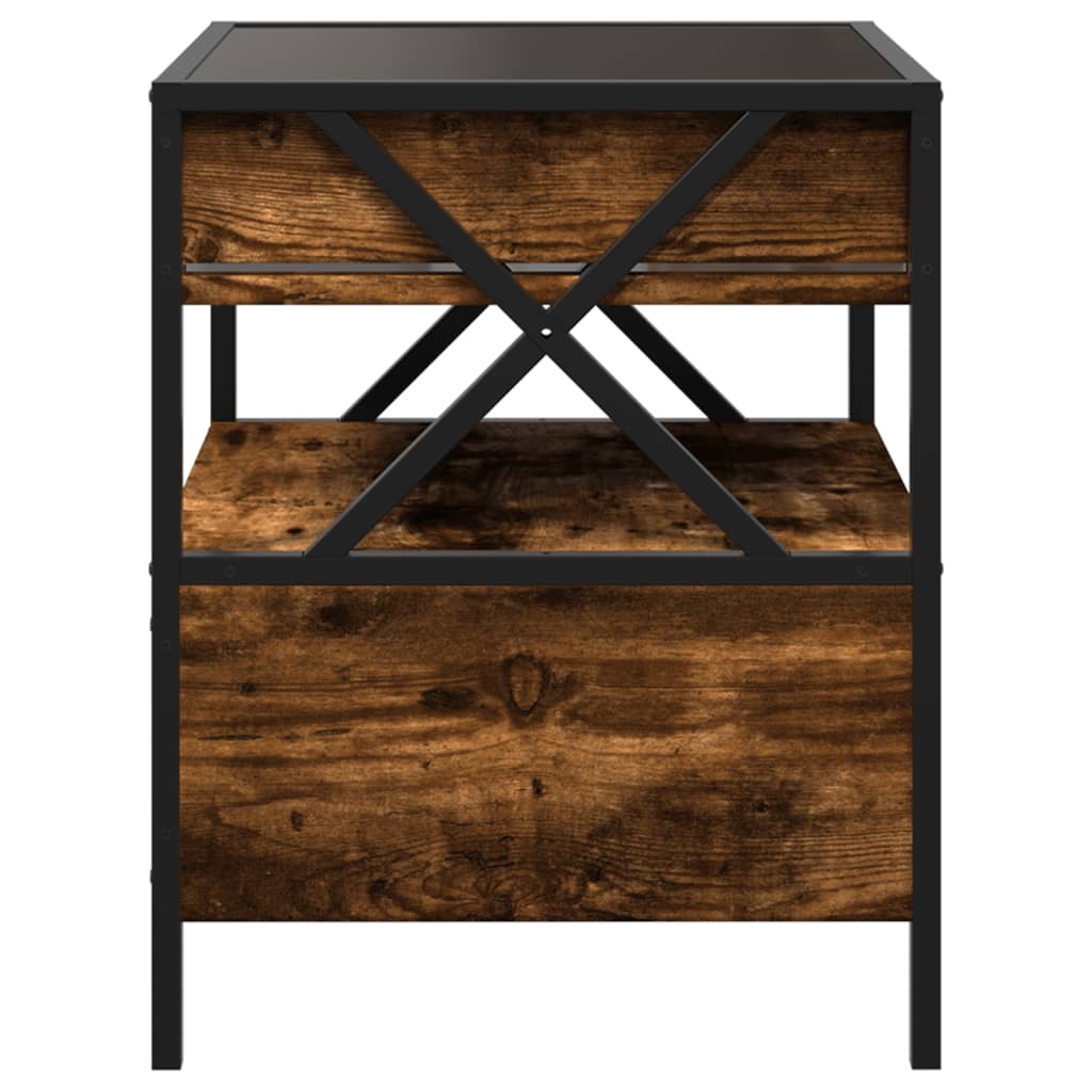 Nachtkastje met Infinity LED 40x40x51 cm gerookt eikenkleurig