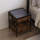 Nachtkastje 40x40x51 cm gerookt eiken LED