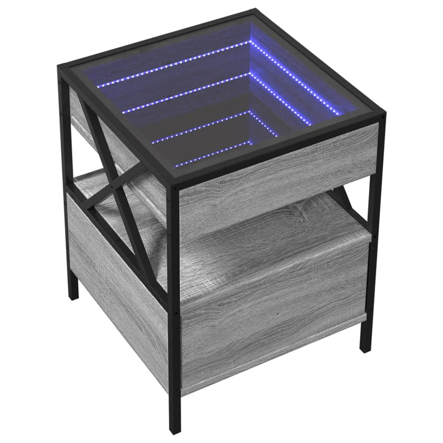 Nachtkastje met Infinity LED 40x40x51 cm grijs sonoma eiken
