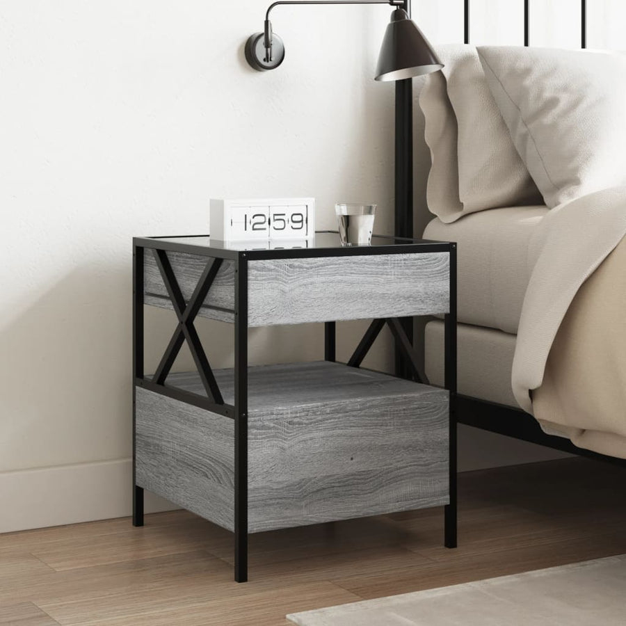 Nachtkastje met Infinity LED 40x40x51 cm grijs sonoma eiken