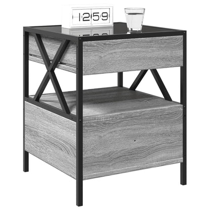 Nachtkastje met Infinity LED 40x40x51 cm grijs sonoma eiken
