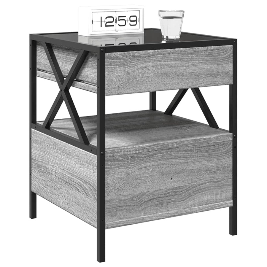 Nachtkastje met Infinity LED 40x40x51 cm grijs sonoma eiken