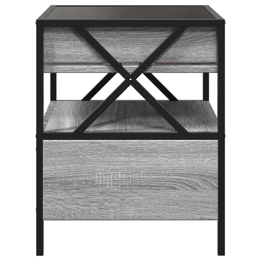 Nachtkastje met Infinity LED 40x40x51 cm grijs sonoma eiken