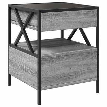 Nachtkastje met Infinity LED 40x40x51 cm grijs sonoma eiken