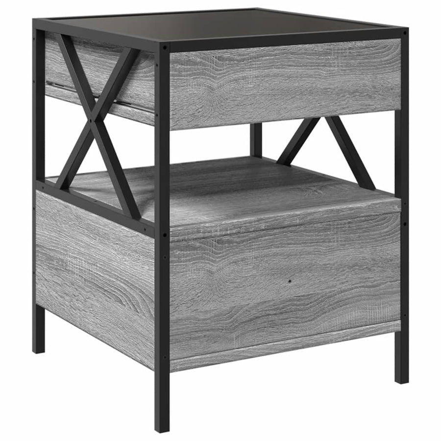 Nachtkastje met Infinity LED 40x40x51 cm grijs sonoma eiken
