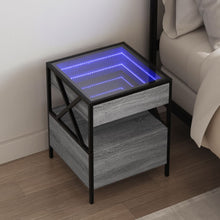 Nachtkastje met Infinity LED 40x40x51 cm grijs sonoma eiken