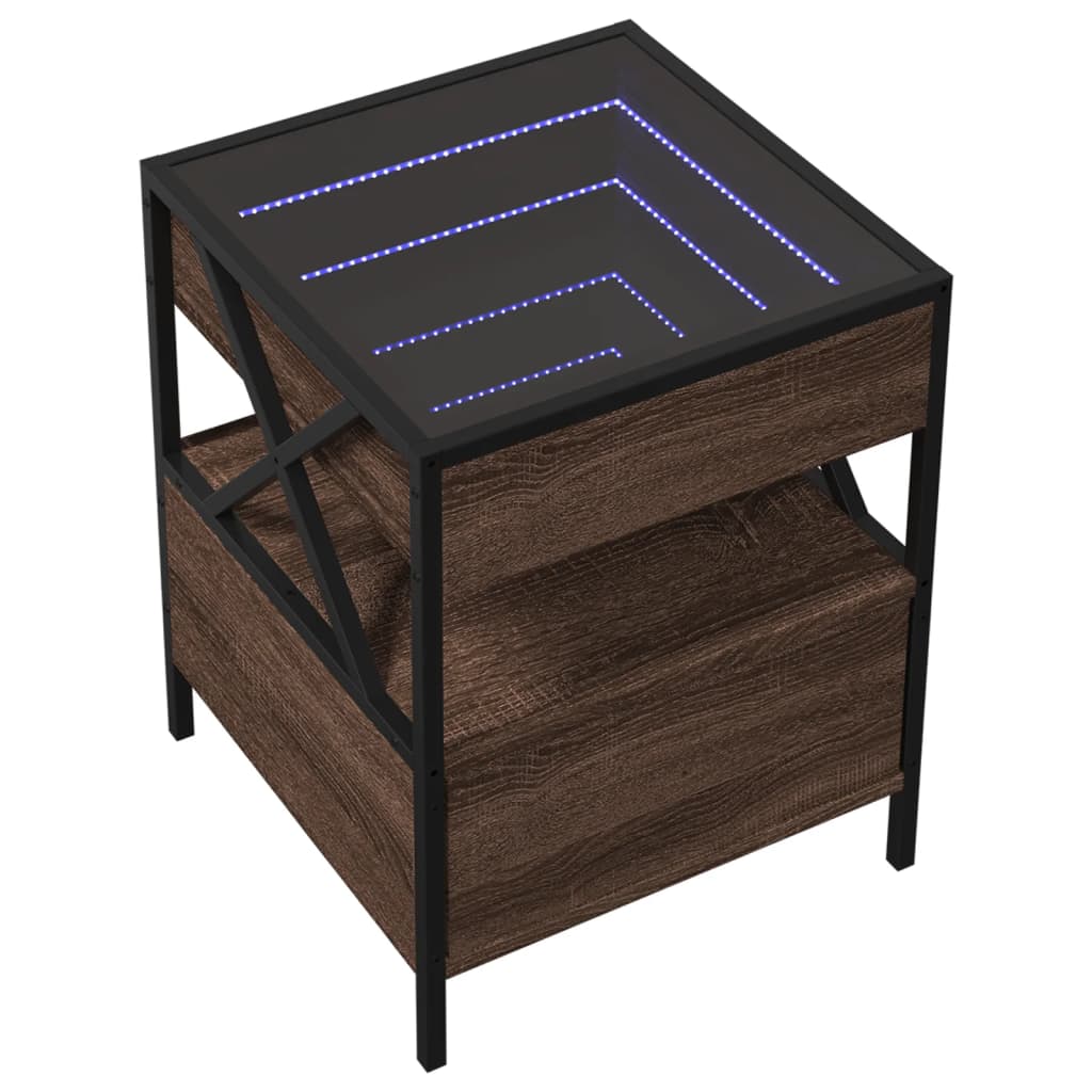 Nachtkastje met Infinity LED 40x40x51 cm bruin eikenkleurig