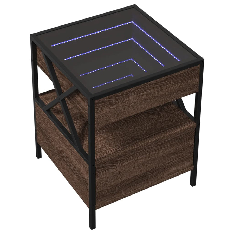 Nachtkastje met Infinity LED 40x40x51 cm bruin eikenkleurig