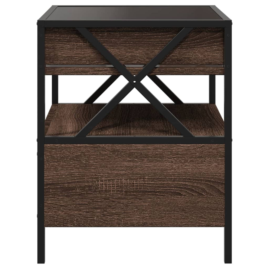 Nachtkastje met Infinity LED 40x40x51 cm bruin eikenkleurig