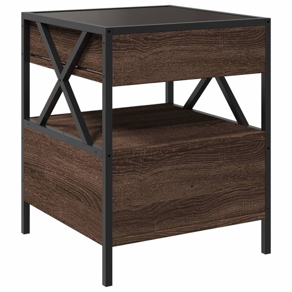 Nachtkastje met Infinity LED 40x40x51 cm bruin eikenkleurig