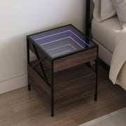 Nachtkastje 40x40x51 cm bruin eikenkleurig met LED