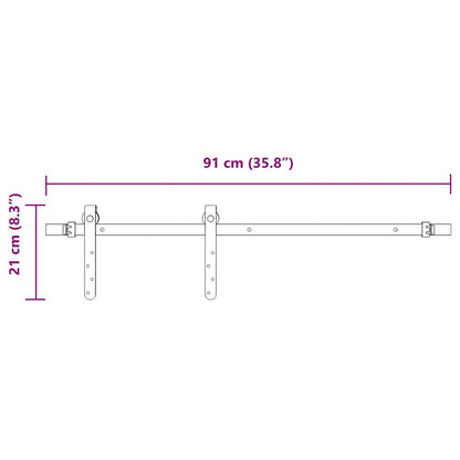 Ophangset voor schuifdeur 91,5 cm koolstofstaal