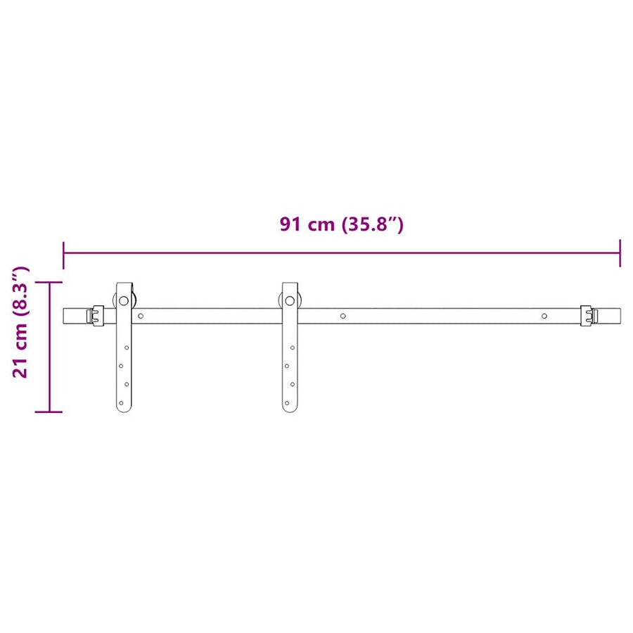 Ophangset voor schuifdeur 91,5 cm koolstofstaal
