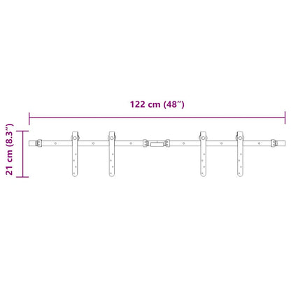 Ophangset voor schuifdeur 122 cm koolstofstaal