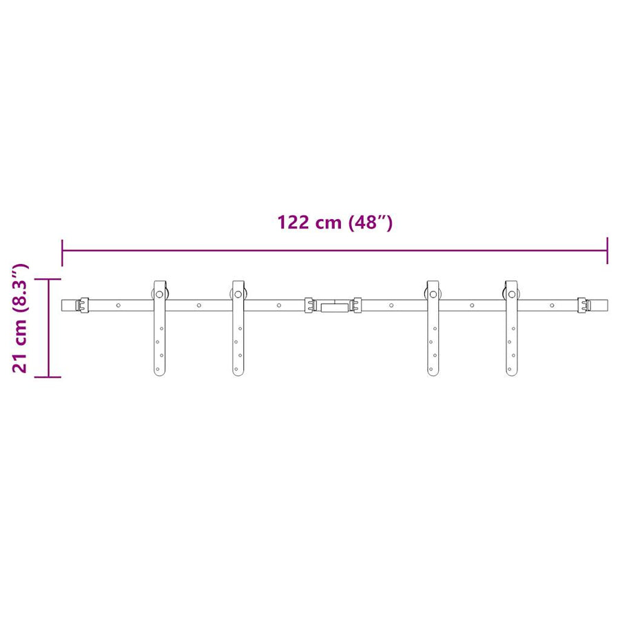 Ophangset voor schuifdeur 122 cm koolstofstaal