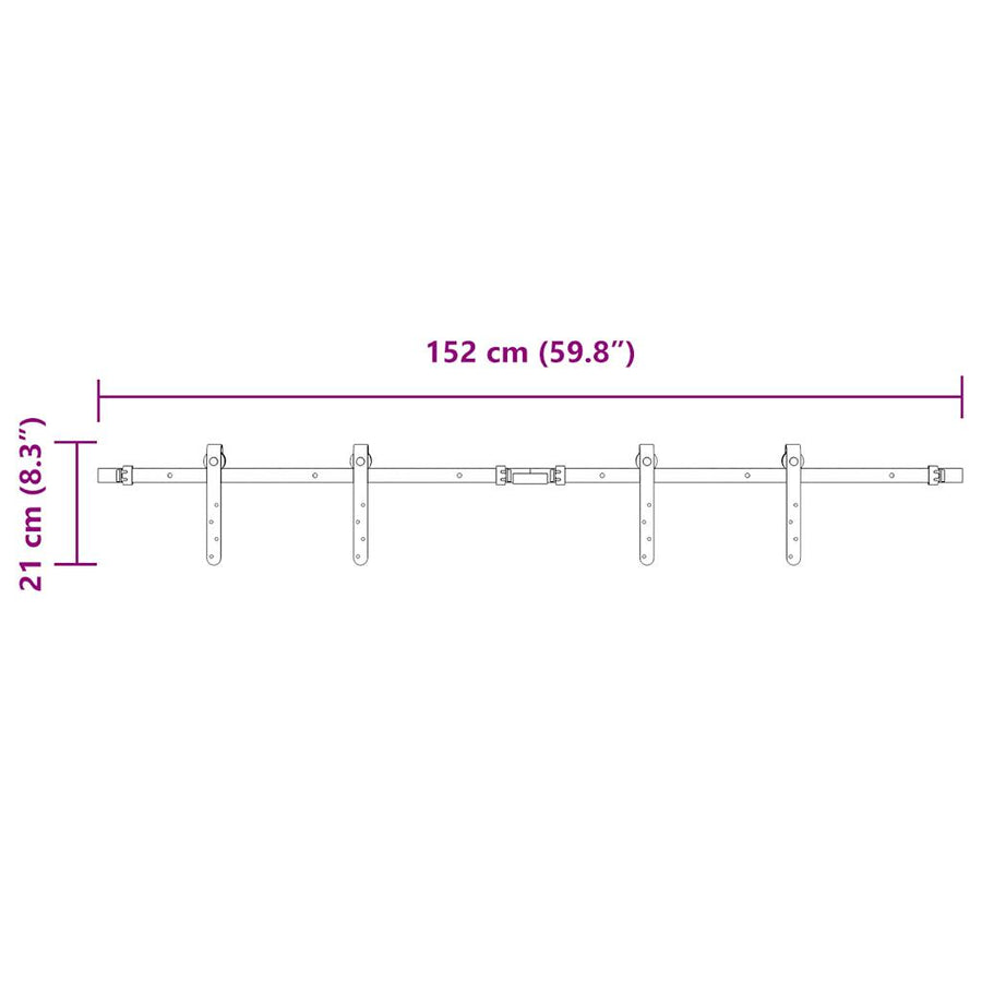 Ophangset voor schuifdeur 152,5 cm koolstofstaal