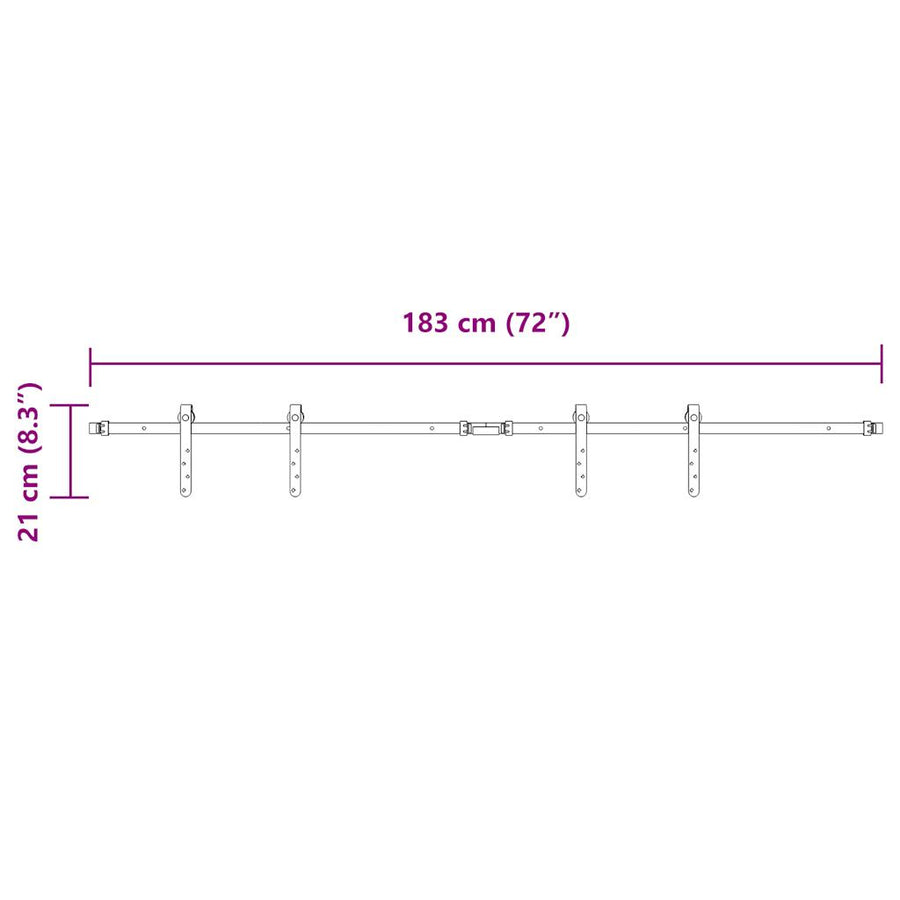Ophangset voor schuifdeur 183 cm koolstofstaal