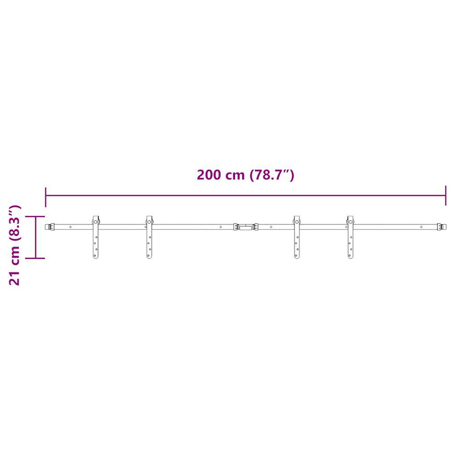 Ophangset voor schuifdeur 200 cm koolstofstaal