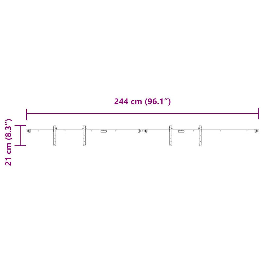 Ophangset voor schuifdeur 244 cm koolstofstaal