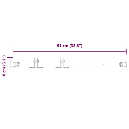 Ophangset voor schuifdeur 91,5 cm koolstofstaal