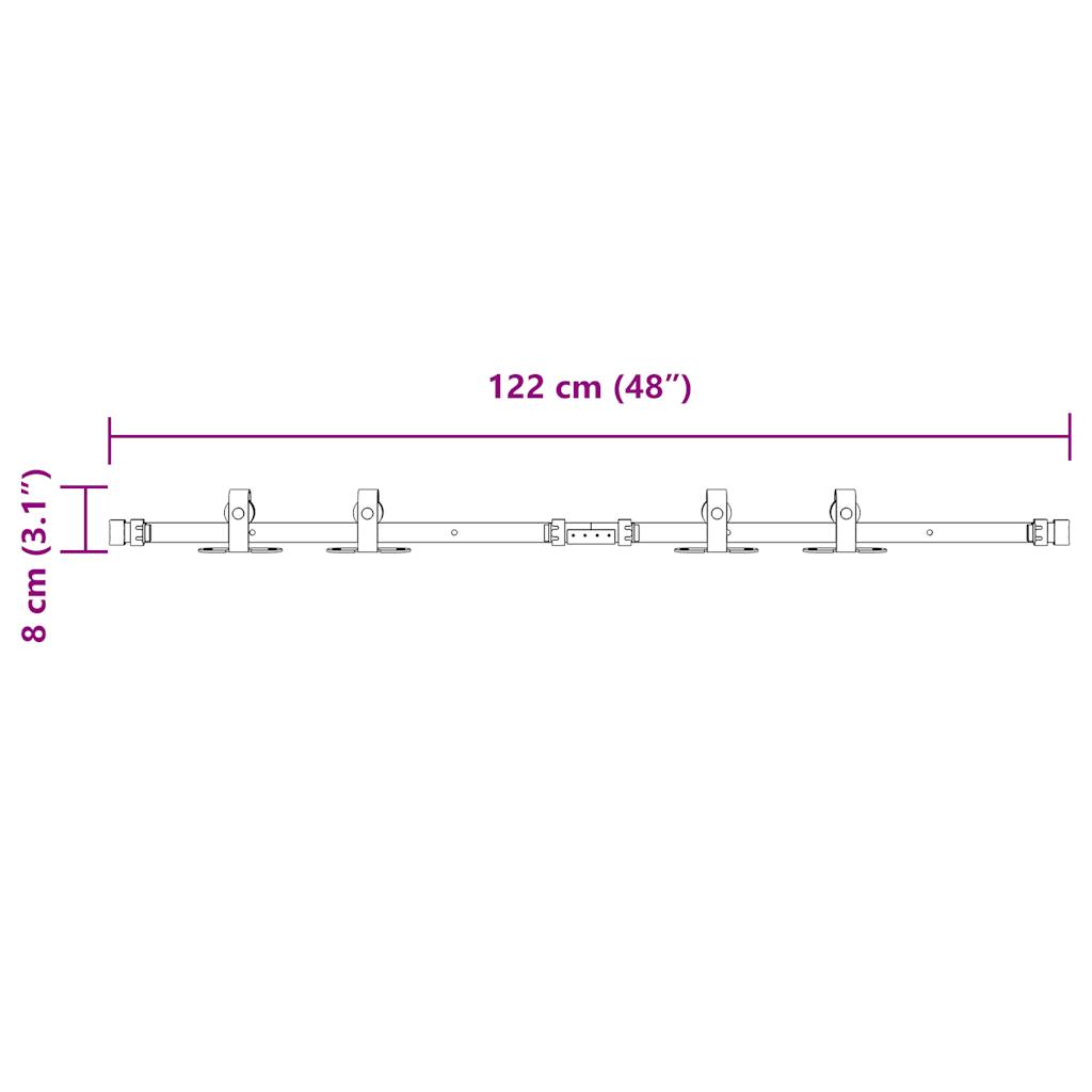 Ophangset voor schuifdeur 122 cm koolstofstaal