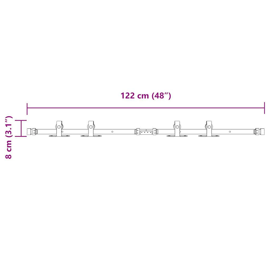 Ophangset voor schuifdeur 122 cm koolstofstaal