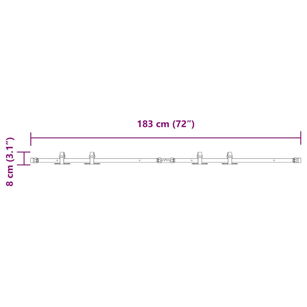 Ophangset voor schuifdeur 183 cm koolstofstaal