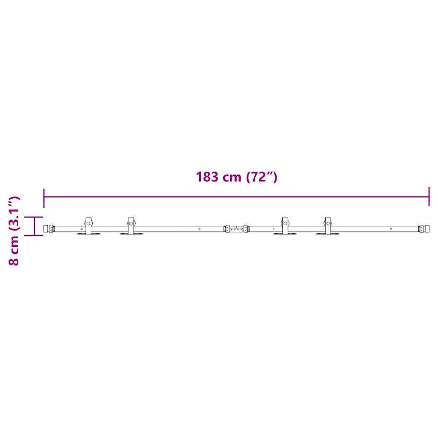 Ophangset voor schuifdeur 183 cm koolstofstaal