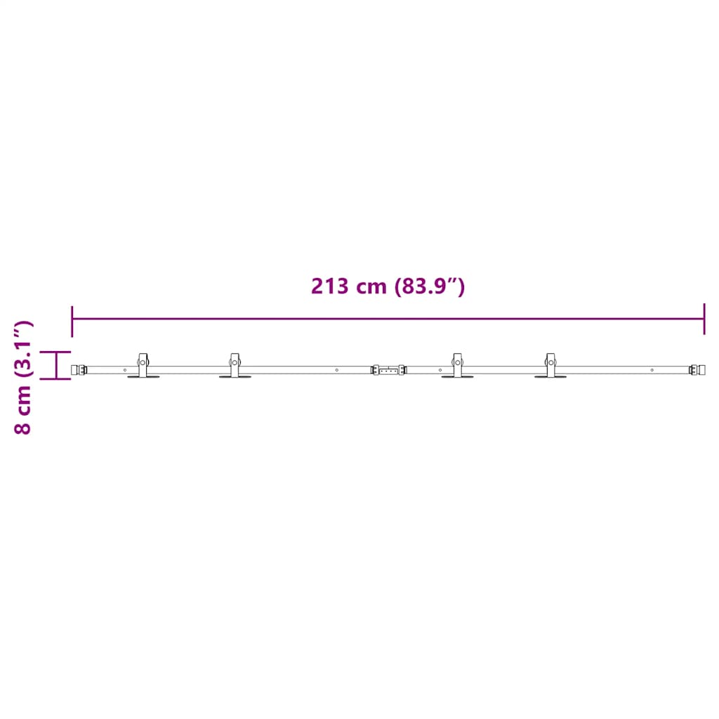 Ophangset voor schuifdeur 213 cm koolstofstaal