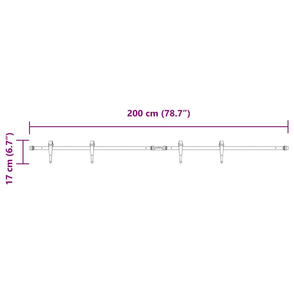 Ophangset voor schuifdeur 200 cm koolstofstaal