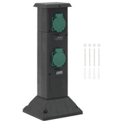 Tuinstopcontact kolom 4-wegs 16x16x39,5 cm zwart groen