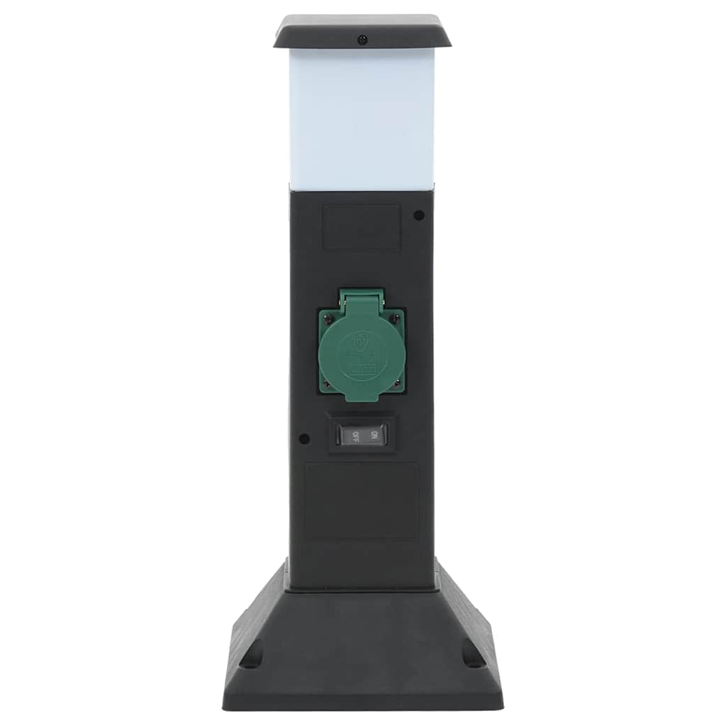 Tuinstopcontact Met Lamp En Grondpin 2-Wegs 16X16X39,5 Cm Zwart en groen