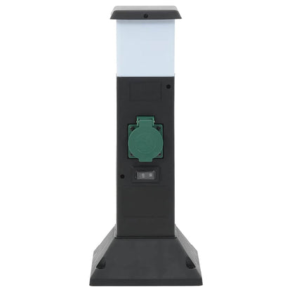 Tuinstopcontact Met Lamp En Grondpin 2-Wegs 16X16X39,5 Cm Zwart en groen