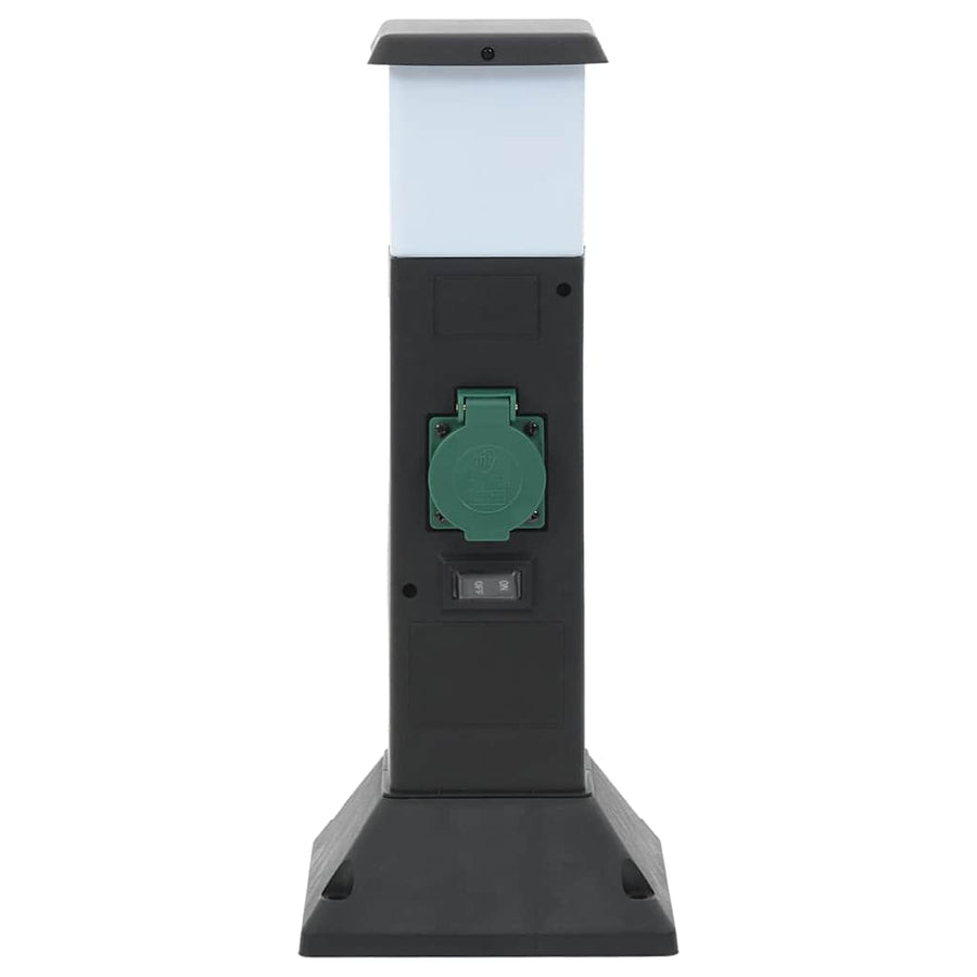 Tuinstopcontact Met Lamp En Grondpin 2-Wegs 16X16X39,5 Cm Zwart en groen